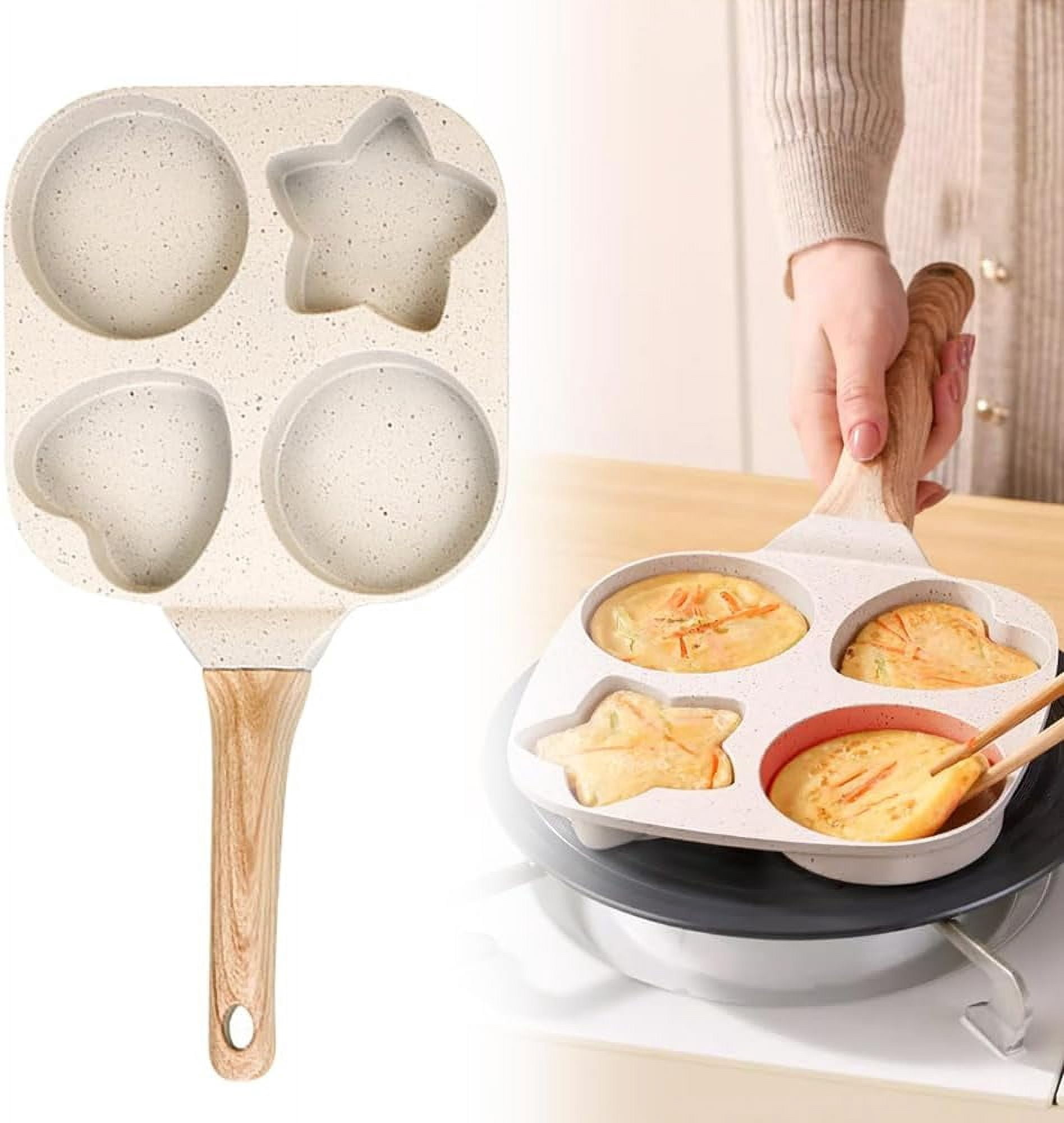 Poêle Pancakes 4 Empreintes Aluminium Anti-Adhérente - Manche Ergonomique - Compatible Induction