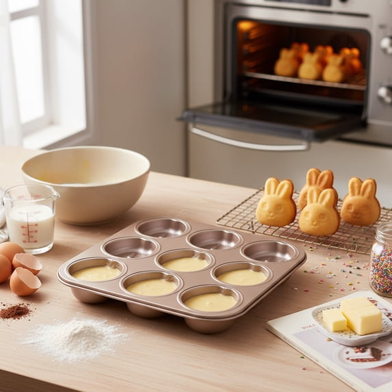 Nonstick Bakeware Set, 9-Piece Carbon Steel Pan, Thickened Baking Tray for Oven, Cake & Pastry