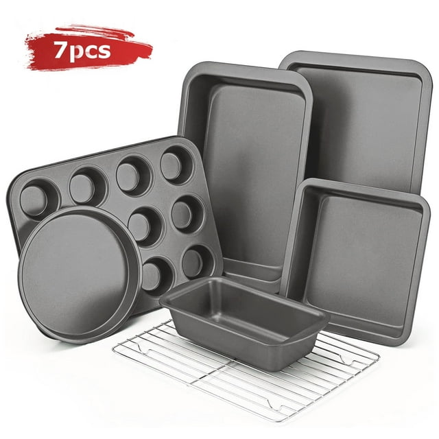 Nonstick Bakeware Set, KITESSENSU 7Piece Baking Pans Sets with Round