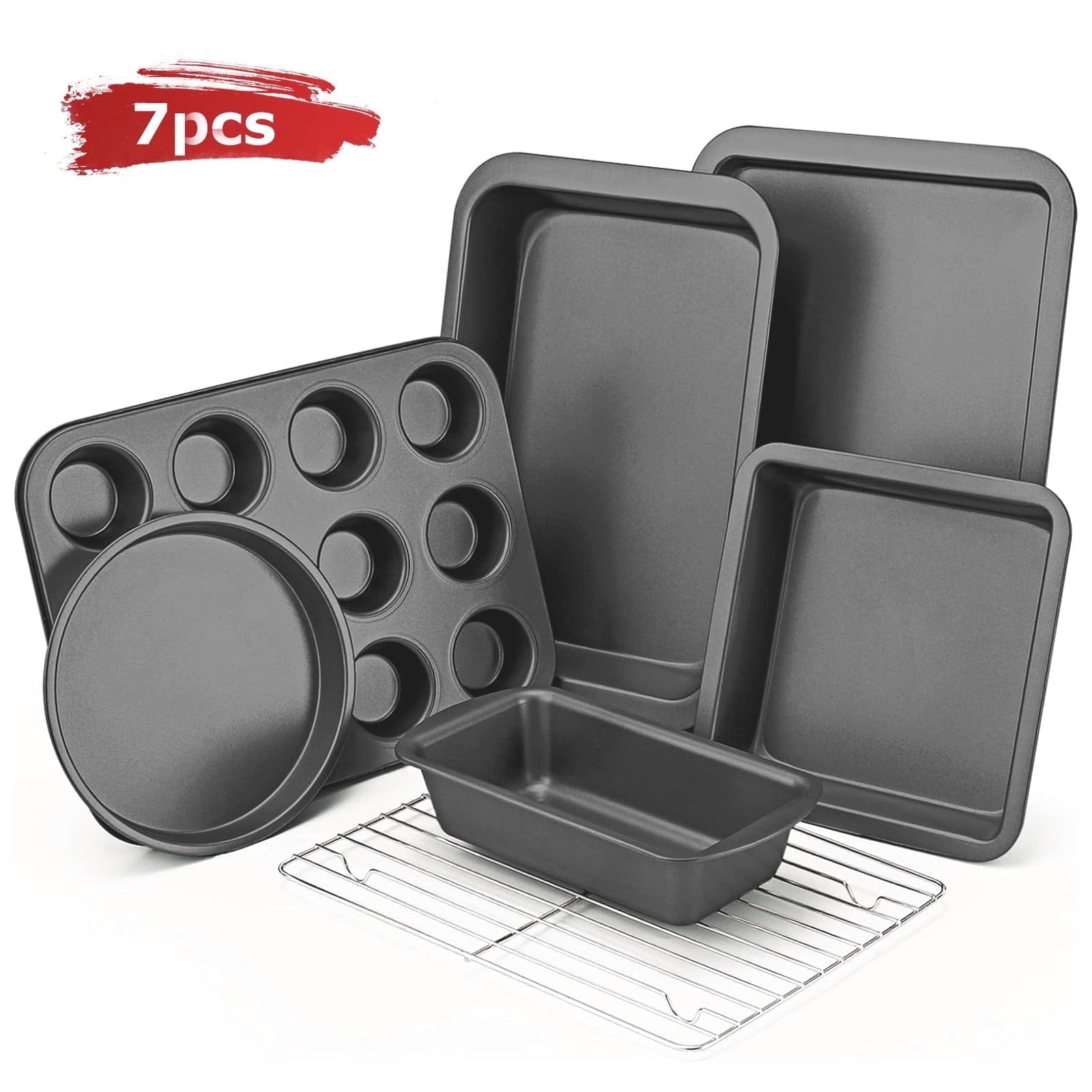 KITESSENSU Bakeware Set, 7pcs Baking Pans Sets, Baking sheet set, Nonstick Baking Pans for oven with Cookie Sheet Sets, Baking dish, Baking Sheet, Carbon Steel Cookie Sheets - Walmart.com