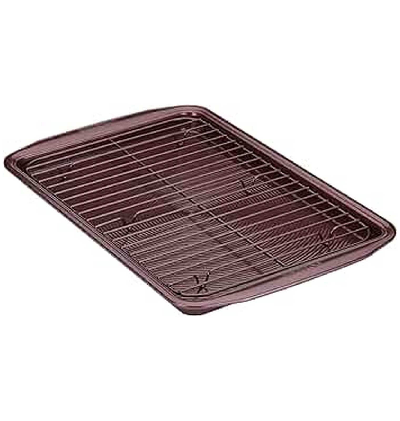 Nonstick Bakeware Set, Nonstick Cookie Sheet / Baking Sheet with Cooling Rack - 2 Piece, Merlot Red