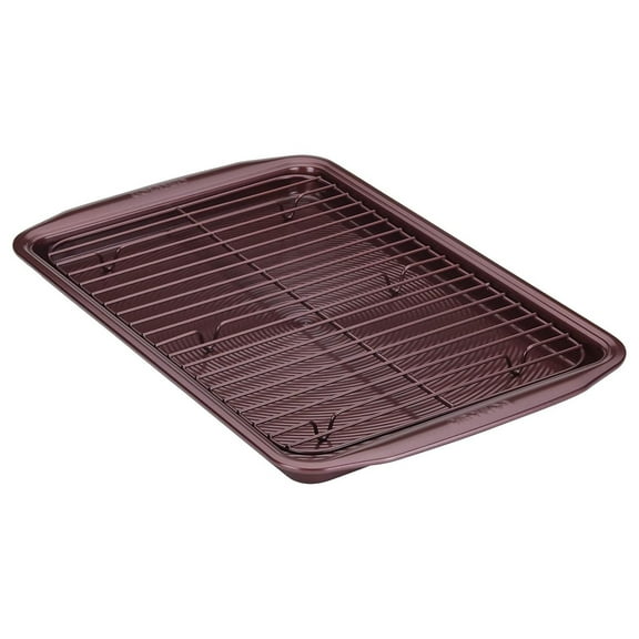 Nonstick Bakeware Set, Nonstick Cookie Sheet / Baking Sheet with Cooling Rack - 2 Piece, Merlot Red