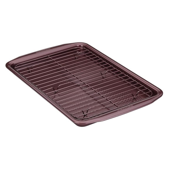 Nonstick Bakeware Set, Nonstick Cookie Sheet / Baking Sheet with Cooling Rack - 2 Piece, Merlot Red