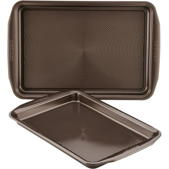 Nonstick Bakeware Set with Cookie Sheets / Baking - 2 Piece, Chocolate Brown , (9" x 13" & 10" 15")