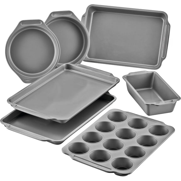 Nonstick Bakeware Set with Cooling Rack, Gray