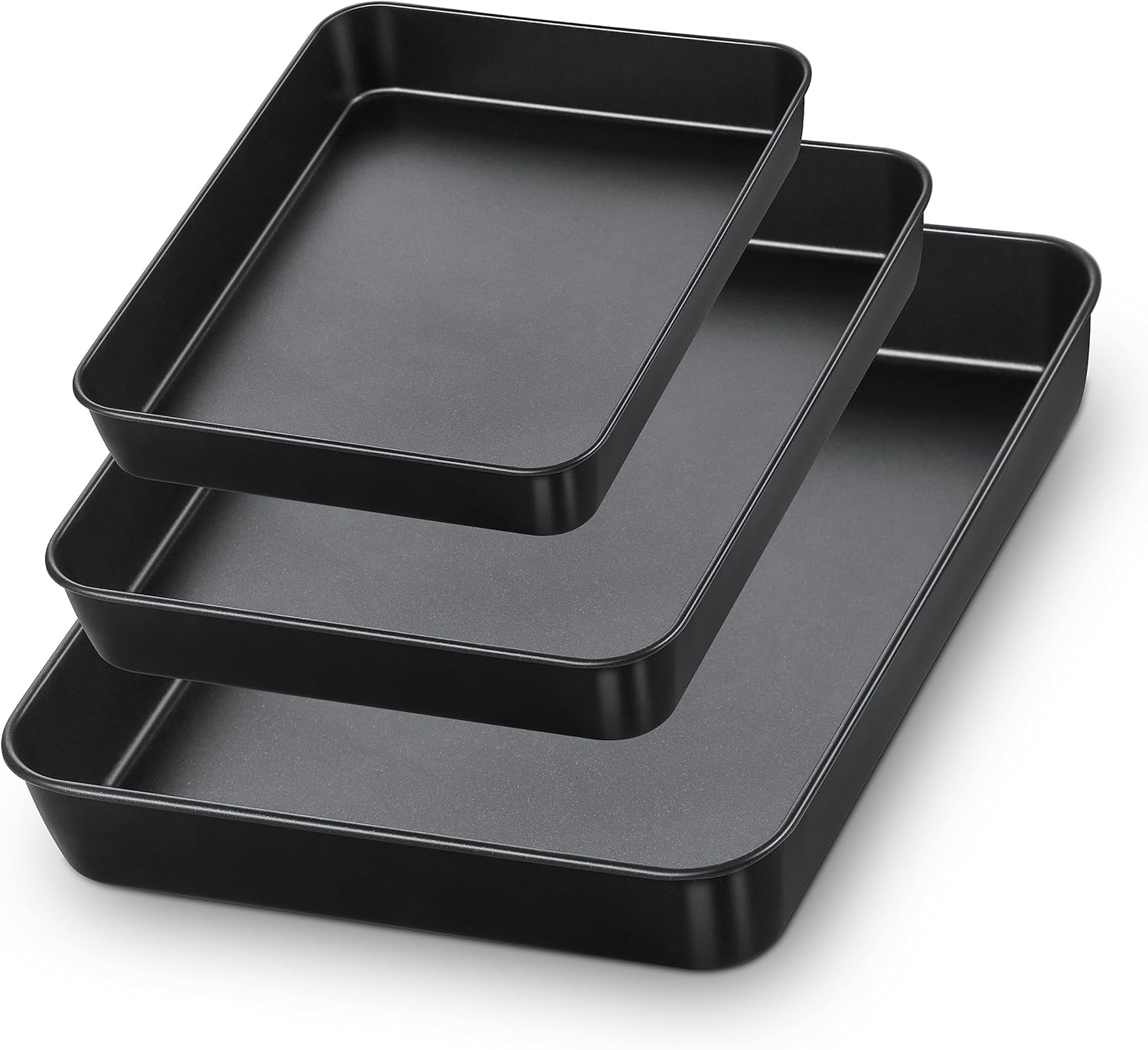Nonstick Baking Pans Set of 3, Rectangle Stainless Steel Sheet Cake Pan ...