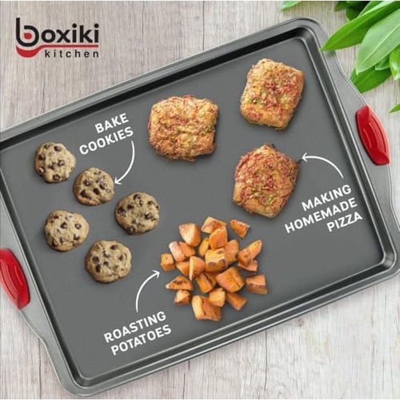Nonstick Baking Sheet Pan – Heavy-Gauge Carbon Steel, Warp, Dent, and Rust-Resistant – Gourmet Rimmed Half Cookie Sheet Trays, Non-Toxic for Exceptional Baking Performance - 15x10 Inch