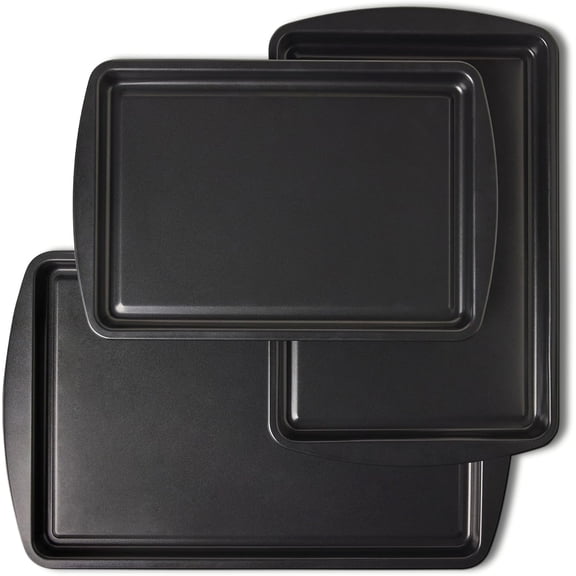 Nonstick Baking Sheets 3-Piece Set, Stackable to Save Space, Dishwasher and Oven-Safe up to 428F