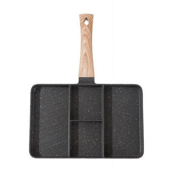 Nonstick Breakfast Grill Pan with Separate Cooking Wells, Multipurpose Skillet for Eggs Pancakes and Bacon, Square Griddle for Stovetop Use(A)