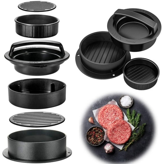 Nonstick Burger Press, 3 in1 Different Sizes Hamburger Patty Maker Molds, Works Best for Stuffed Burgers, Perfect Shaped Patties, Sliders/Regular Burger for Grilling Cooking.