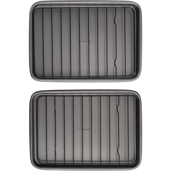 Nonstick Carbon Steel Bakeware Sheet Pan Set, Standard Size Oven Baking Trays with Scratch-Proof Coating, Multipurpose Kitchen Bakeware for Daily Baking