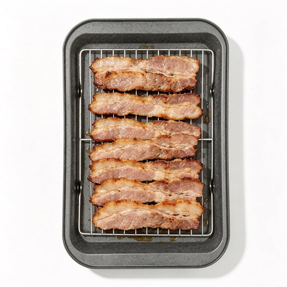 Nonstick Carbon Steel Baking Pan & Raised Wire Rack  Pizza Crisper, Crispy Bacon, Multipurpose Cooking Sheet Pan, Cooling Rack, Kitchen Cookware Set, Dishwasher Safe Grey