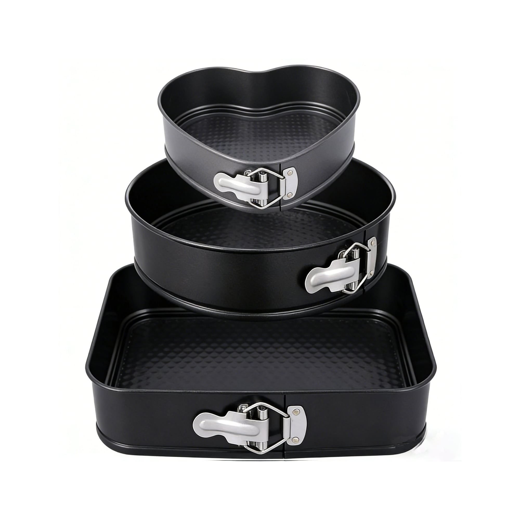 Cake Pan 7", 8", 9", Heart Shape Round Square Cake Pan, Nonstick Carbon Steel Pan, Leak-Proof with Removable Bottom, Round Cake Pans Set of 3 pcs