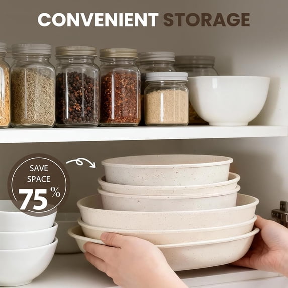 Nonstick Ceramic Cookware Set 20-Piece Detachable Handle RV Stackable Pots Pans Induction Oven Safe White