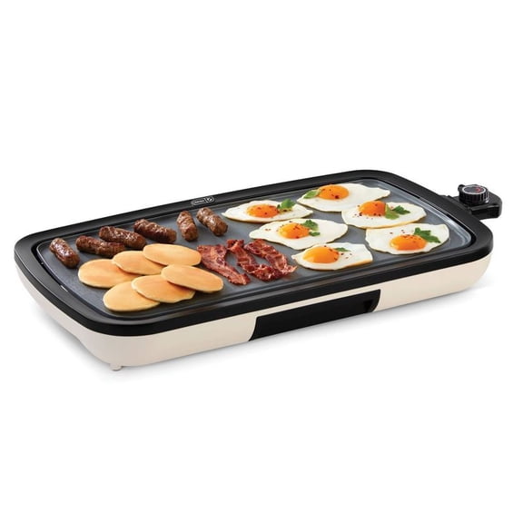 Nonstick Ceramic Electric Flat Top Griddle with Large Cooking Surface, Even Heating Technology and Adjustable Temperature Control for Pancakes, Eggs, Bacon, Sandwiches