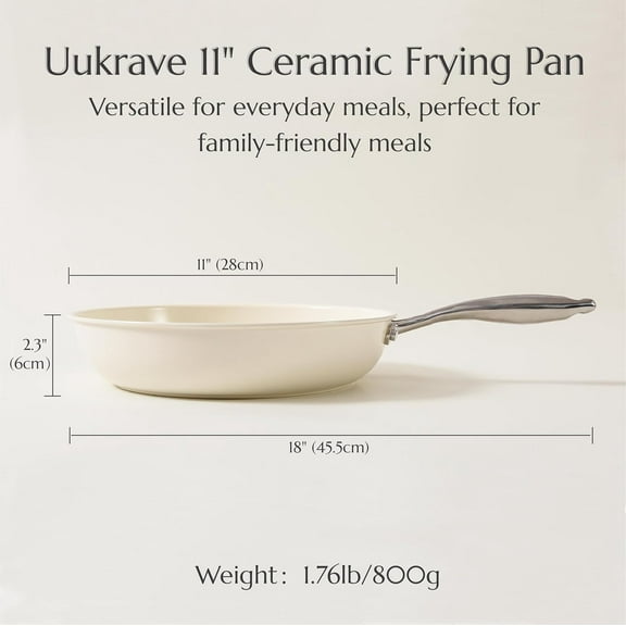 Nonstick Ceramic Frying Pan Skillet, 11" Ceramic Saute Pans - Healthy Cooking with Stay-Cool Handle