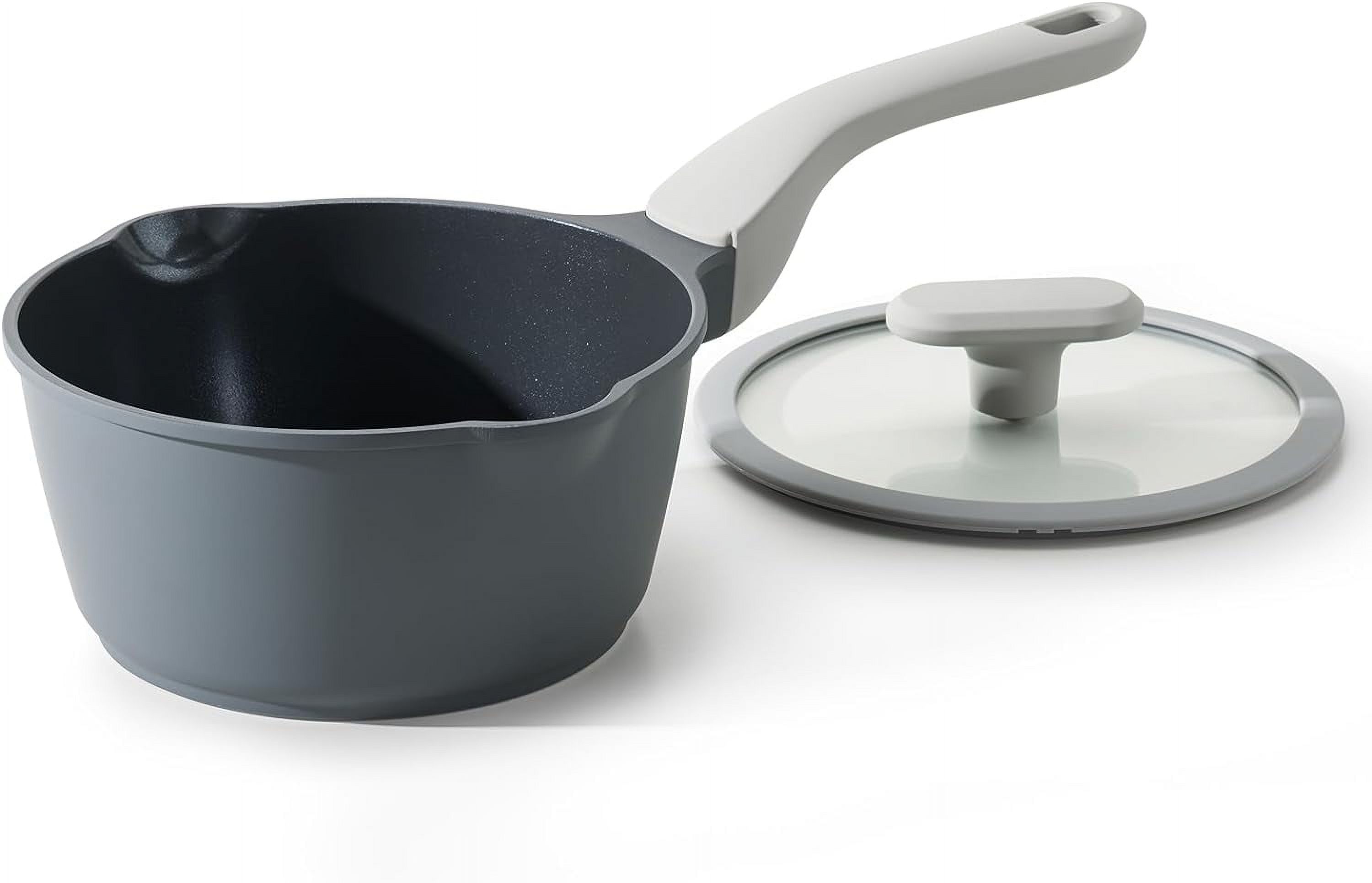 Nonstick Ceramic Saucepan with Lid 2 Quart Durable Construction