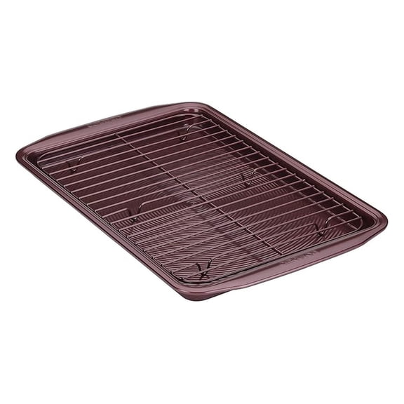 Nonstick Cookie Sheet Set - 2 Piece, Baking Sheet with Cooling Rack, Merlot Red