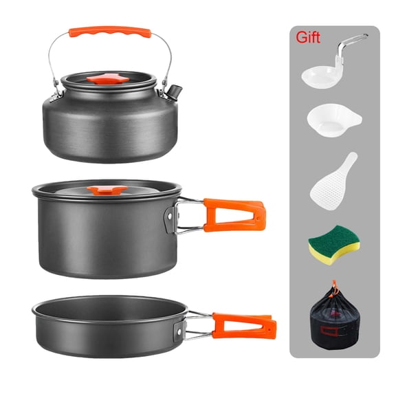 Nonstick Cookware Set, Multipurpose Frying Boiling Baking Steaming, Heat-Insulated Handle, Stackable w/ Storage Bag