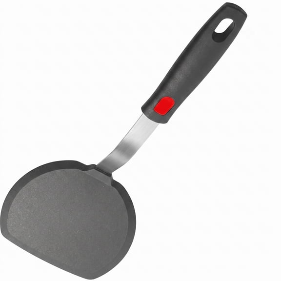 Nonstick Cookware Silicone Spatula, Extra Long Handle Pancake Turner, Heat Resistant Rubber Flipper for Eggs Burgers Fish, Flexible Durable Kitchen Tool, Black