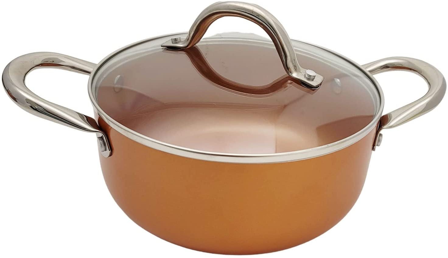 Nonstick Copper Ceramic Dutch Oven Stew Soup Pot Braiser with Stainless