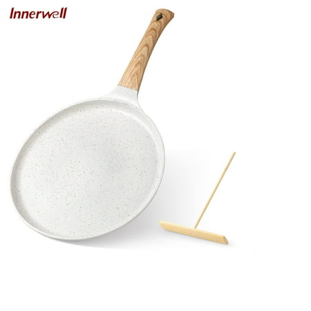 Innerwell 8inch Nonstick Crepe Pan Flat Skillet Tawa Dosa Tortilla Pan Omelet Pan with All Stove Tops Available