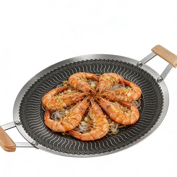Nonstick Crepe Pan, Stainless Steel Flat Skillet, Stainless Steel Honeycomb Coating Pancake Pan, Tortilla Griddle Pan for Easy Cleanup, with All Stove Tops Available