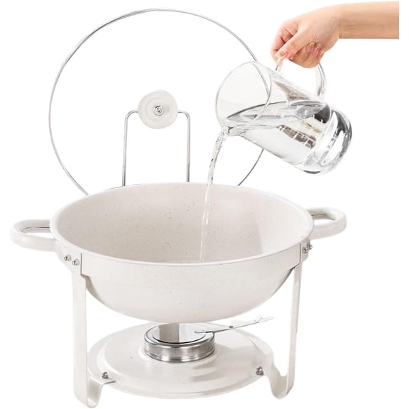 Nonstick Dinner Plate, Heat Resistant Buffet Dish, 12x10 Inches Serving Tray with Clear Lid, Lightweight Ceramic Plate, with Elegant Design, Chafing Dish for Wedding and Holiday Events