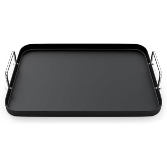 Nonstick Double Burner Stove Top Flat Griddle Pan Removable Stay-Cool Handles Oven Safe Works on Electronic Ceramic and Gas Cooktops Non-stick Cooking Surface 17.5"L x 13"W$$Garden & Patio