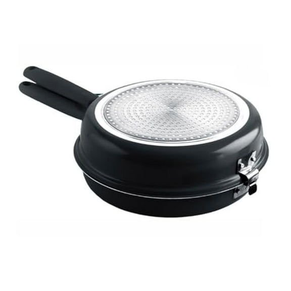 Nonstick Double Fry Pan Induction Base Soft Touch Handle Classic, Black
