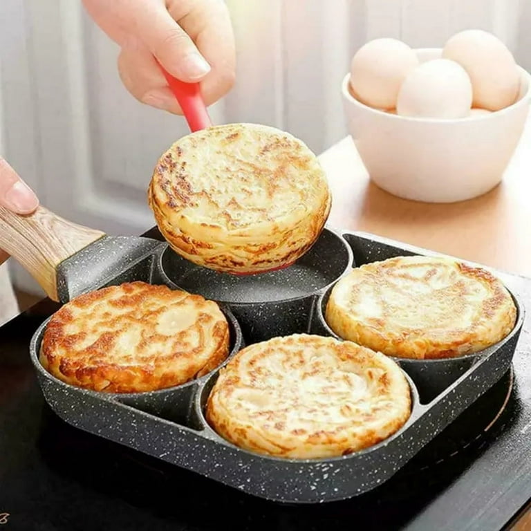 Nonstick Egg Pan Omelette Pan, 4-Cup Healthy Granite Egg Frying Pan, Perfect for Breakfast Sandwiches, Pancakes, Burgers - Suitable for GAS Stove 