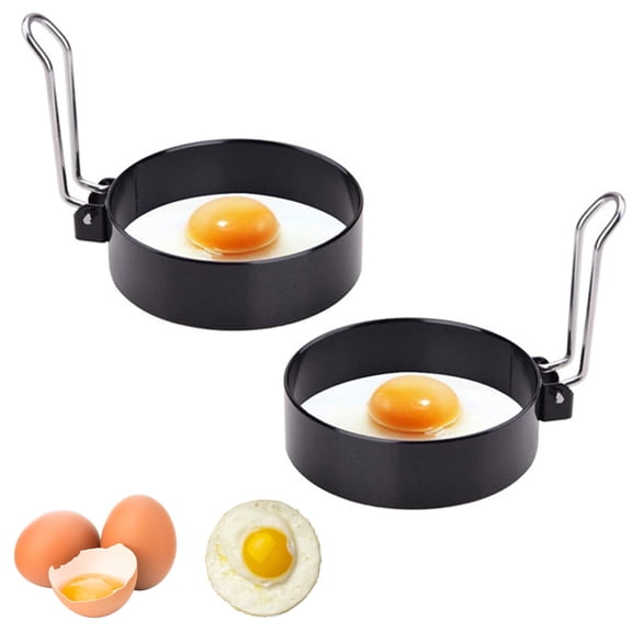 Nonstick Egg Rings Set of 2, Stainless Steel Egg Rings for Frying Eggs, Round Egg Cooker Rings For Cooking Egg Maker Molds, egg ring for breakfast sandwiches.