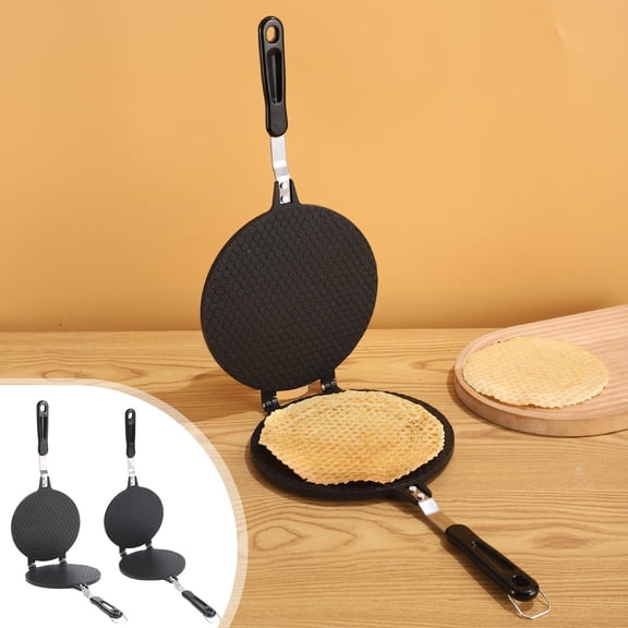 Nonstick Egg Roll Mold Pan Aluminum Alloy • Home Crepe Waffle Cake Maker Tray • Black Double-Sided Press, Even , Easy-Release Surface