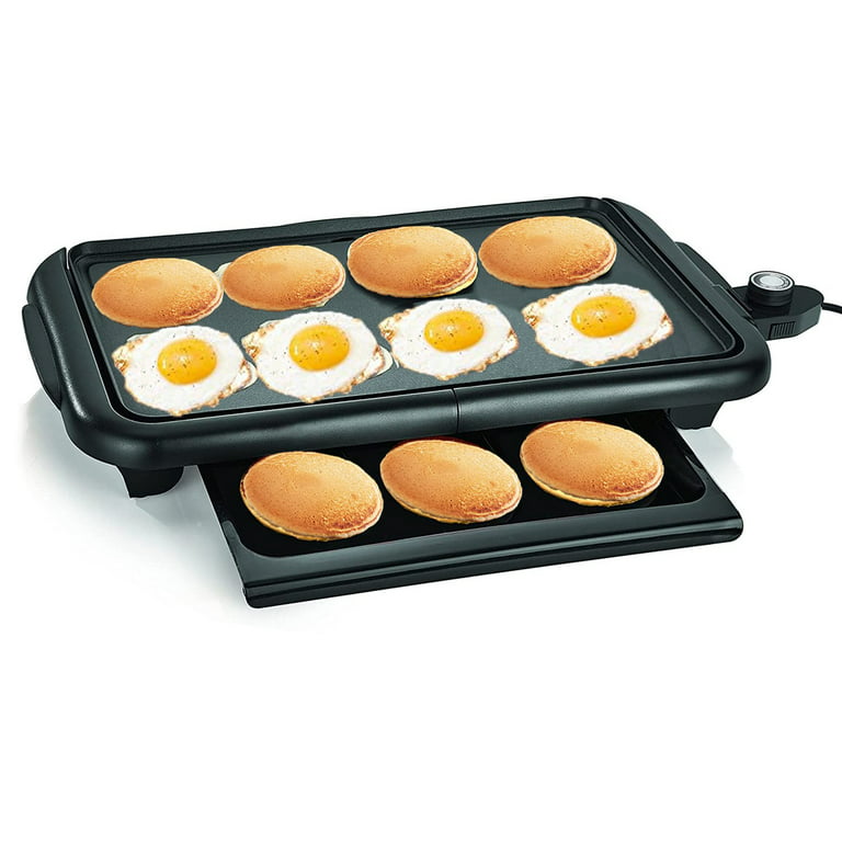 Compact Nonstick Electric Griddle for Breakfast - 4 Eggs or Pancakes At  Once (10 X 8)
