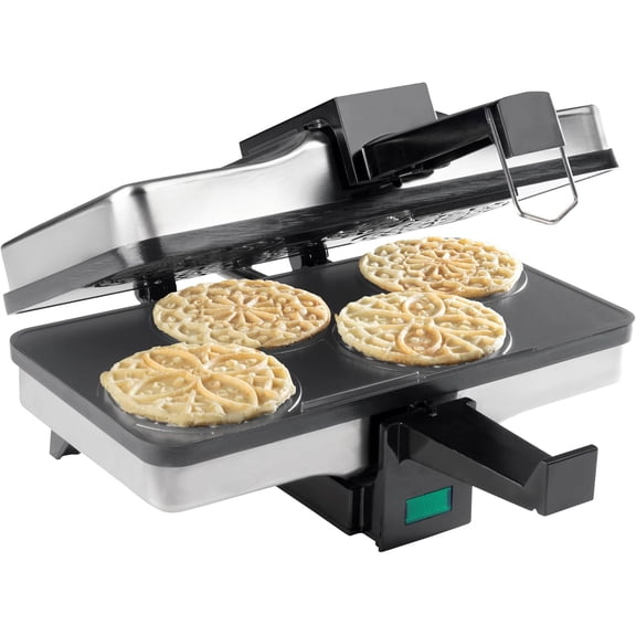 Nonstick Electric Pizzelle Baker Makes 4 Mini Cookies at Once Recipe Guide Included Fun Baking Machine Supplies for Party Italian Waffle Dessert Treat Making Valentine Gift for Her