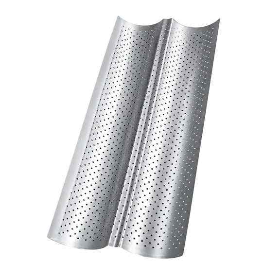 Nonstick-Finish French Bread Tray Set of 2, Two-Slot Perforated Forms for Baking and Releasing Long Bread Rolls