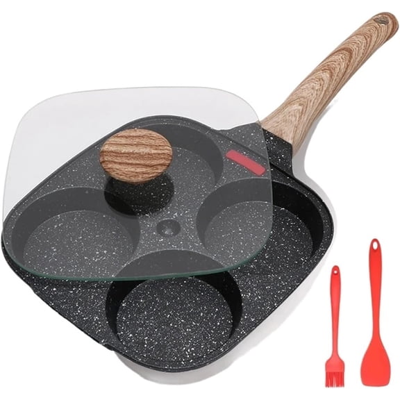 Nonstick Four-cup Egg Frying Pan Omelette Skillet for Breakfast Frying Pan for Eggs and Pancakes Easy-clean Multi-function Kitchen Cookware