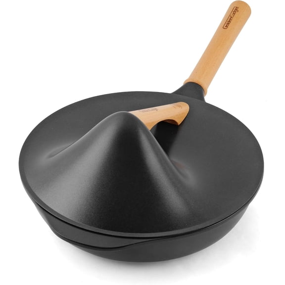 Nonstick Frying Pan with Lid ,10 Inch Deep Fry Pan, Toxin-Free Ceramic Cookware Skillets, Healthy Non Toxic Saute Helper Handle,Wabi-Sabi Style Compatible All Stovetops