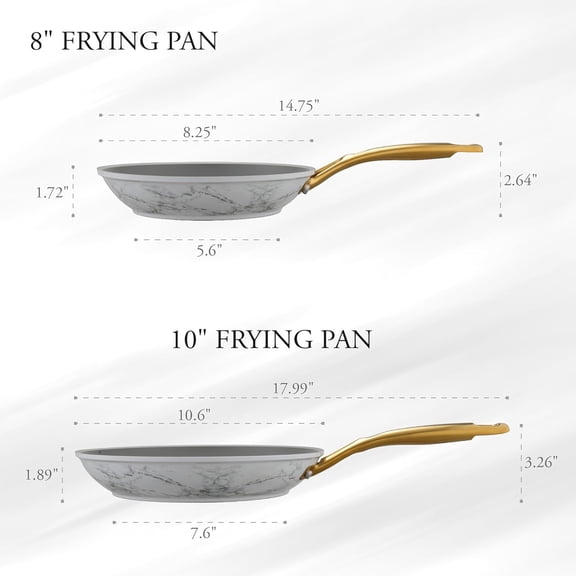 Nonstick Frying Pan Set 2 Piece, 8&10 Inch Skillet, Easy to Clean, Healthy Cookware, Compatible with All Stovetops