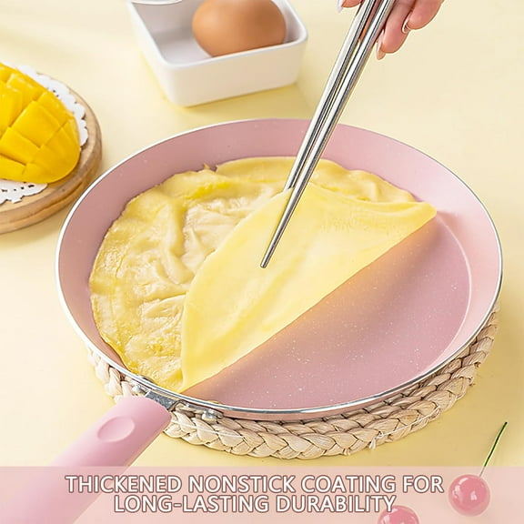 Nonstick Frying Pan Set, 3 Piece Pink Cookware with Non Stick Coating for All Stoves