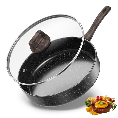 Nonstick Frying Pan Skillet with Lid, 10 Inch Deep Frying Pan, 4.5 Qt Saute Pan with Bakelite Handle, Kitchen Cooking Pan Skillet, Compatible with All Stovetops (Gas, Electric & Induction)