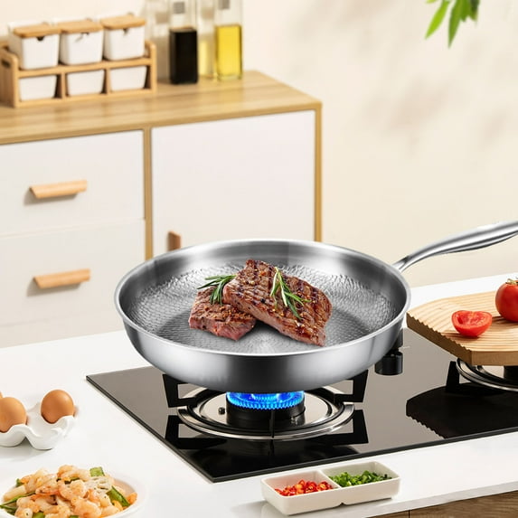 Nonstick Frying Pan,Stainless Steel Honeycomb Frying Pan,Stainless Steel Skillets,Honeycomb Coatings Cooking Pan Skillet Woks Pan,Scratch-Resistant,Even Heating,For Cooking,Heats Quickly