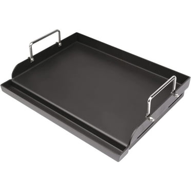 Nonstick Griddle, 17" x 13" Universal Griddle Flat Top Plate Insert with Grease Groove and Removable Handles for Charcoal/Gas Grills, Camping, Tailgating, and Parties