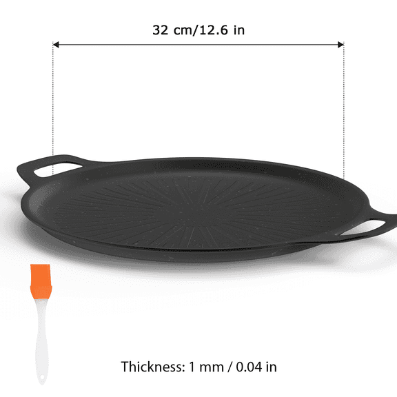 Nonstick Grill Pan 32CM- Durable BBQ Griddle with Even Heat, Oil Drain Groove & Double Handles. Multi-Function Induction grill pan, Easy Clean,Portable Camping Frying Pan for Outdoor cooking