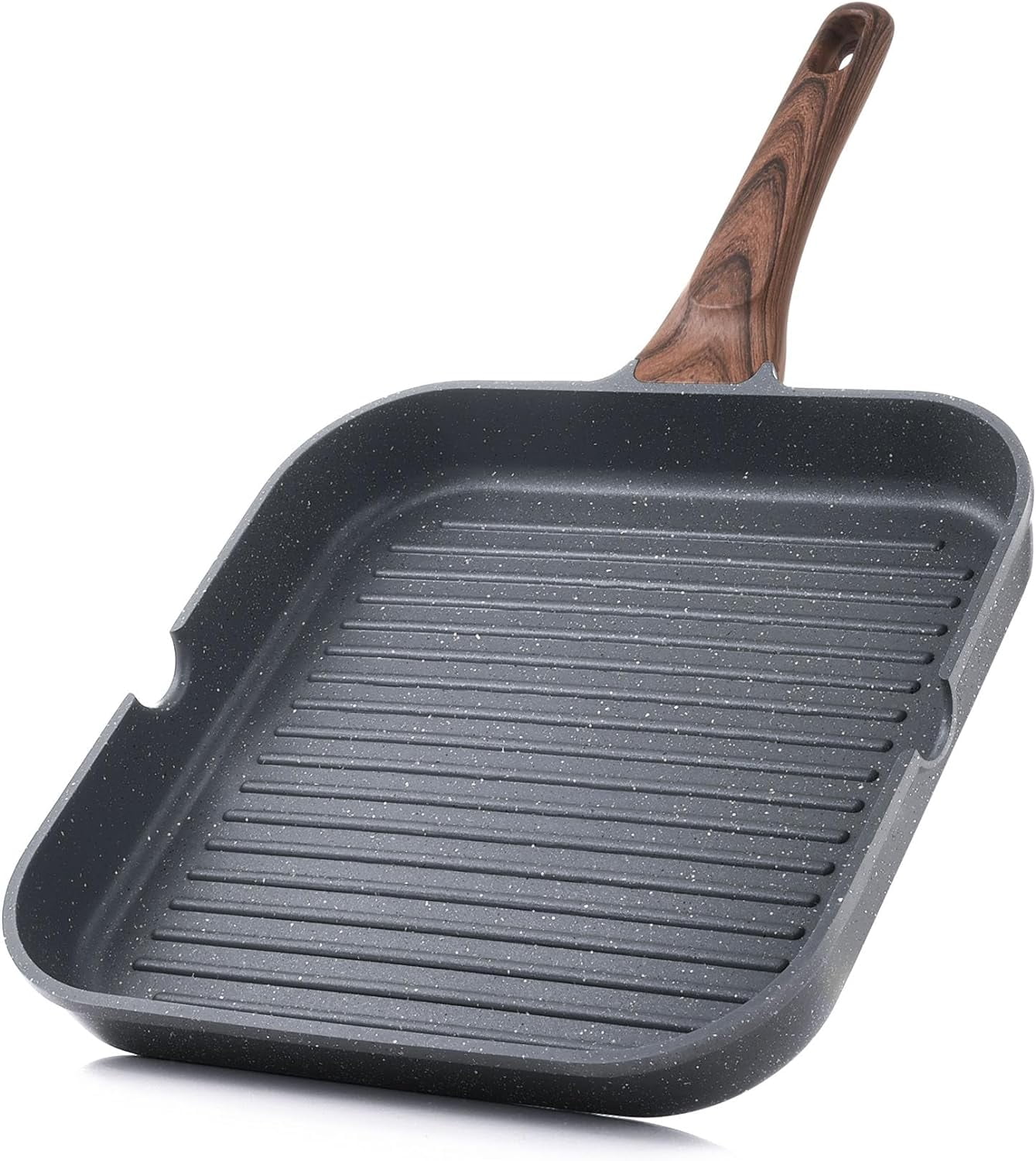 Nonstick Grill Pan for Stove Tops, Versatile Griddle with Pour Spouts