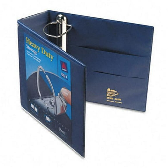 Nonstick Heavy-Duty EZD Reference View Binder  4'' Capacity  Navy Blue
