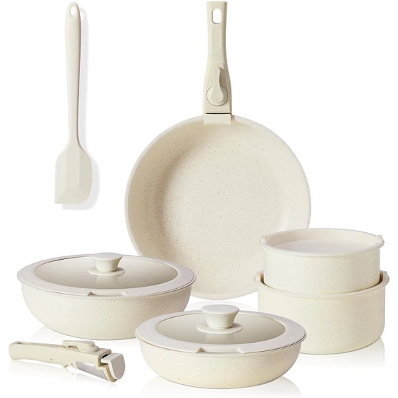 Nonstick Kitchen Cookware Set 12 Pcs Pots and Pans Set with Detachable Handle