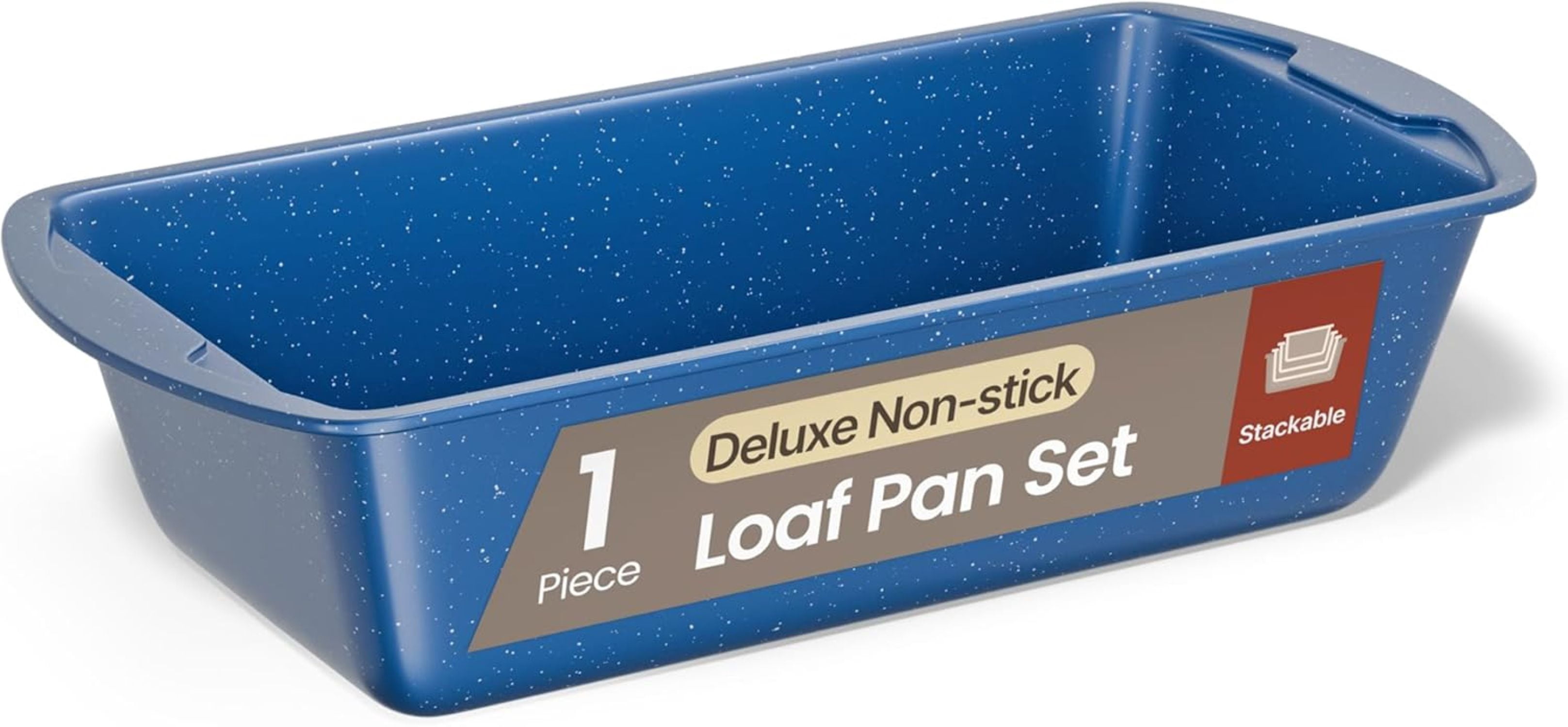 BAKKEN Nonstick Loaf Pan Pack of 1, Carbon Steel 11" Large Baking Bread Pan, Oven Safe 450°F, Space Saving Design, Stain Resistant, Blue Marble