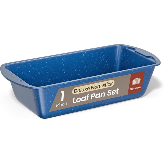 BAKKEN Nonstick Loaf Pan Pack of 1, Carbon Steel 11" Large Baking Bread Pan, Oven Safe 450°F, Space Saving Design, Stain Resistant, Blue Marble