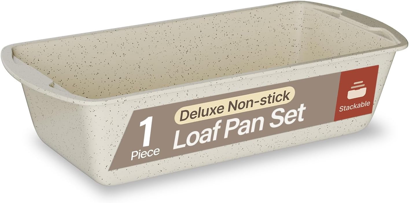 BAKKEN Nonstick Loaf Pan Pack of 1, Carbon Steel 11" Large Baking Bread Pan, Oven Safe 450°F, Space Saving Design, Stain Resistant, White Marble